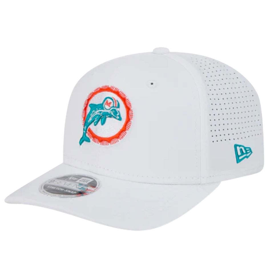Miami Dolphins Men's White New Era Throwback Adventure Perform 9SEVENTY Adjustable Hat