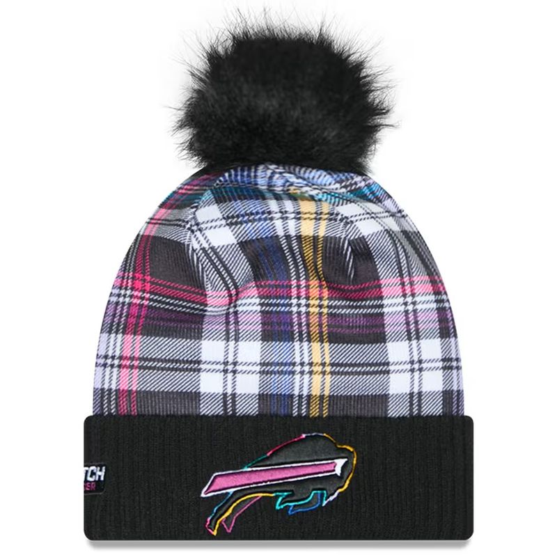 Buffalo Bills Women’s Black New Era 2024 NFL Crucial Catch Cuffed Pom Knit Hat