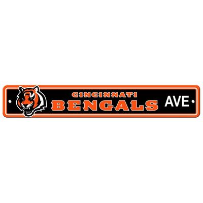 Cincinnati Bengals Ave 4" x 24" Team Street Sign