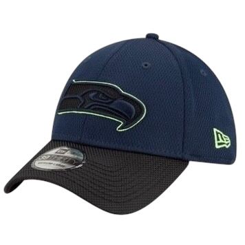 Seattle Seahawks Men's Navy / Black New Era NFL Sideline Road 39Thirty Stretch Fit Hat
