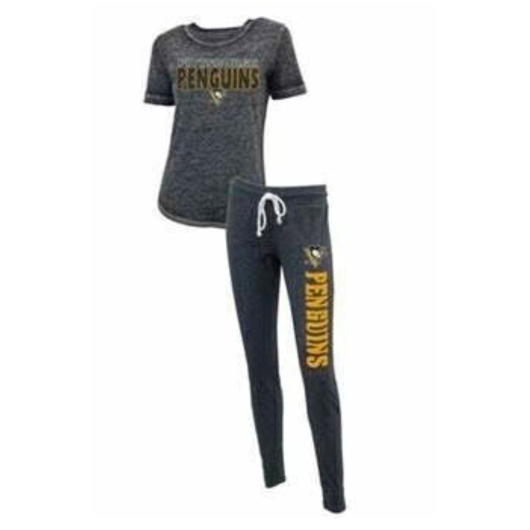 Pittsburgh Penguins Ladies Sleepwear Pant & Short Sleeve Top Set