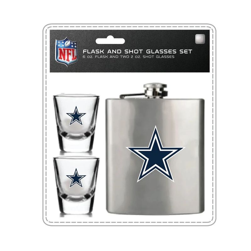 Dallas Cowboys Stainless Steel Flask & Shot Glass Set