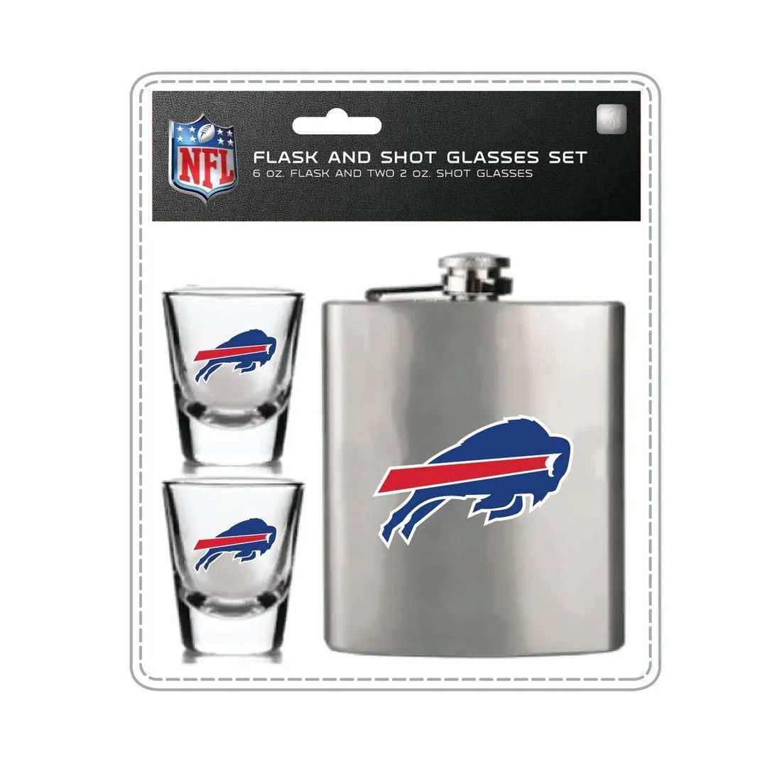 Buffalo Bills Stainless Steel Flask & Shot Glass Set