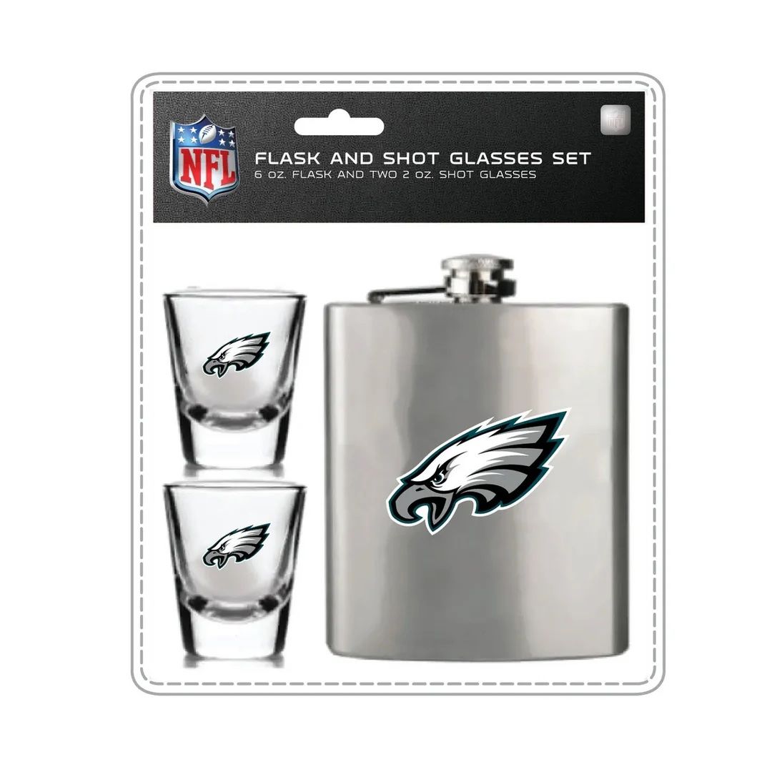 Philadelphia Eagles Stainless Steel Flask & Shot Glass Set