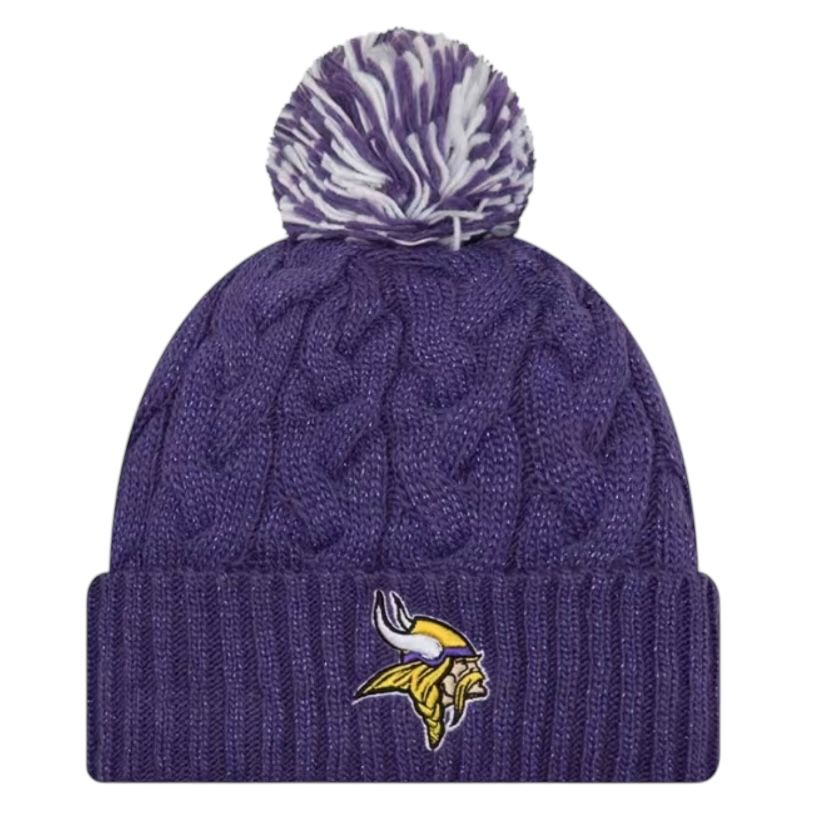 Minnesota Vikings Women's New Era Cozy Cable Cuffed Knit Pom Hat