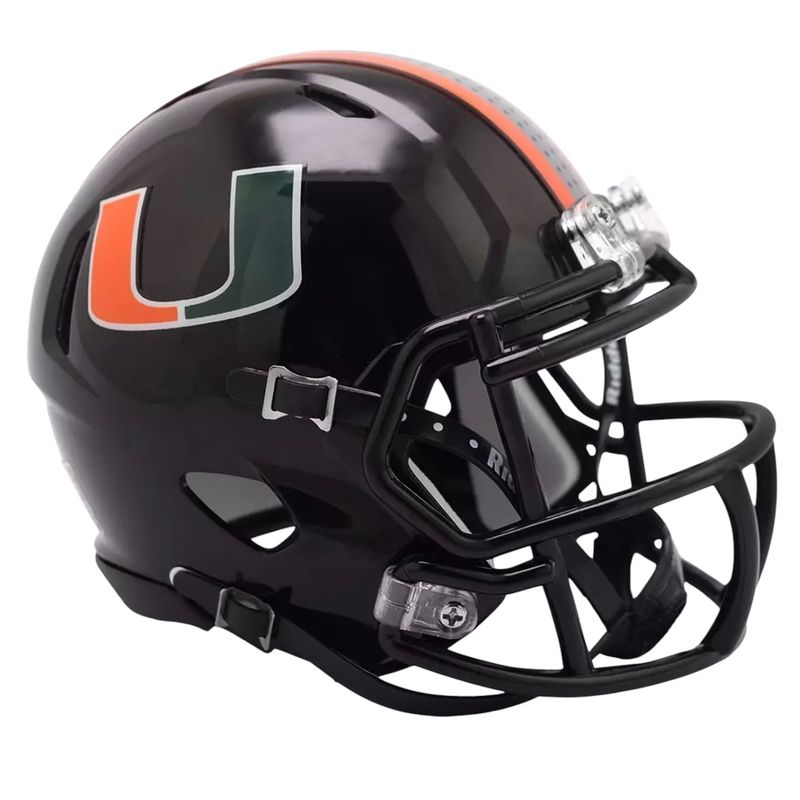 Miami Hurricanes 2024 Black Alternate Riddell Speed Mini Helmet