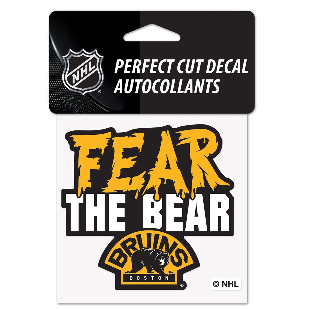 Boston Bruins Fear The Bear 4" x 4" Perfect Cut Color Decal