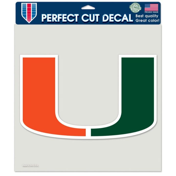 Miami Hurricanes 8" x 8" Perfect Cut Color Decal