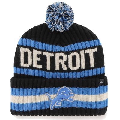 Detroit Lions Men's Black Bering 47 Brand Cuffed Pom Knit Hat
