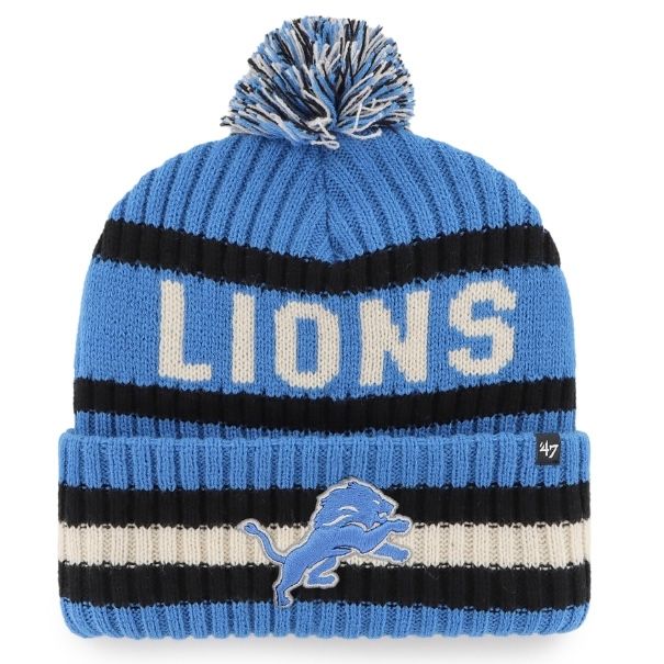Detroit Lions Men's Blue Bering 47 Brand Cuffed Pom Knit Hat