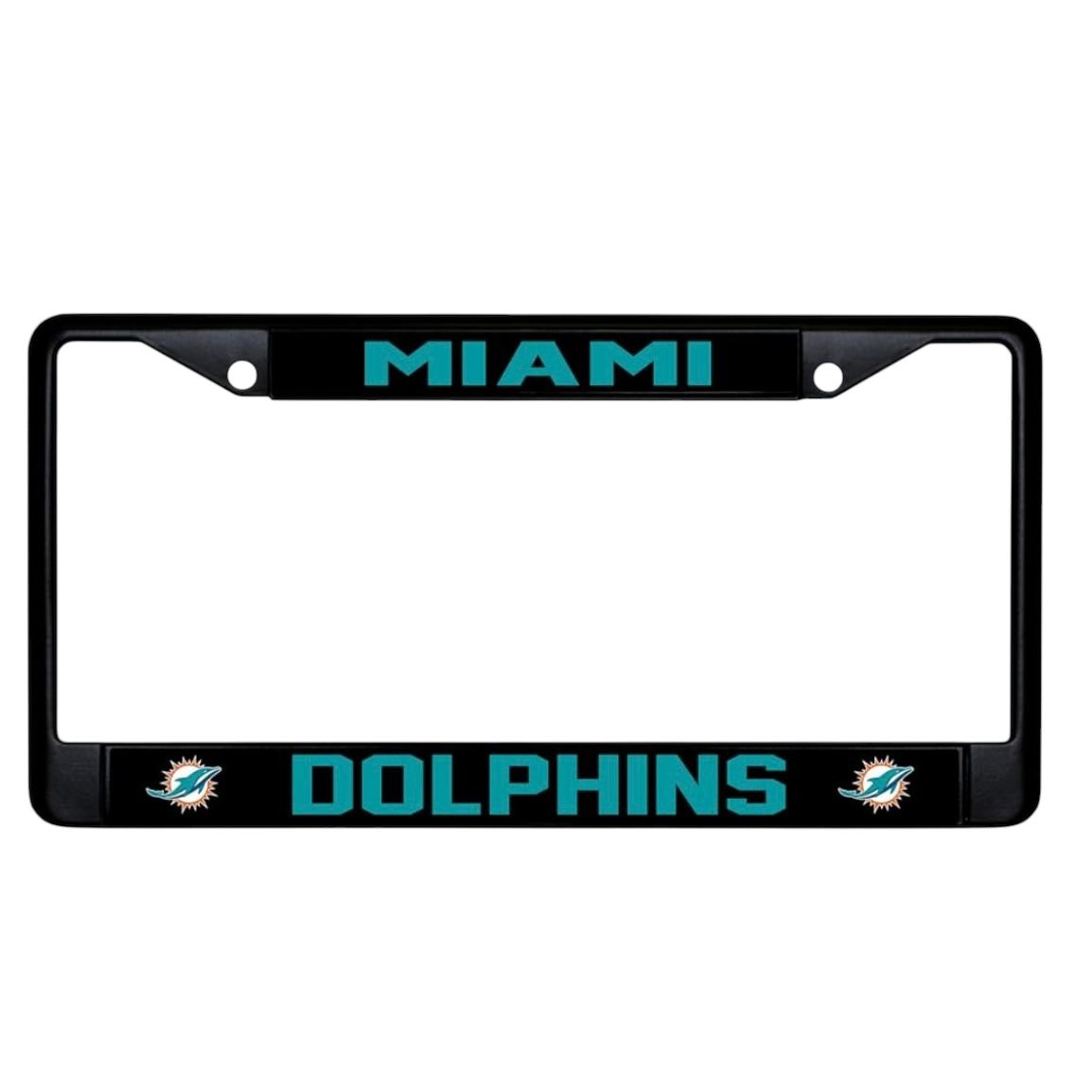 Miami Dolphins Black Metal License Plate Frame