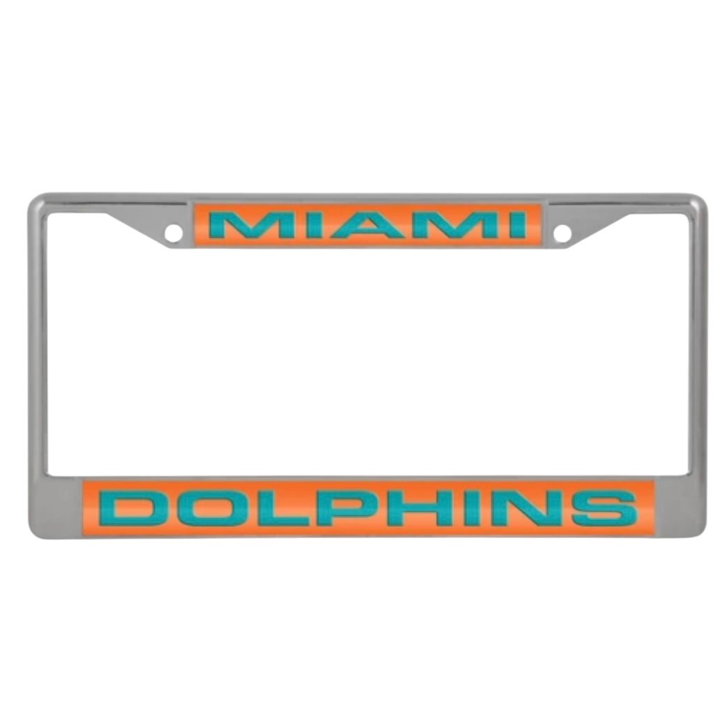 Miami Dolphins Orange Laser Chrome Metal License Plate Frame
