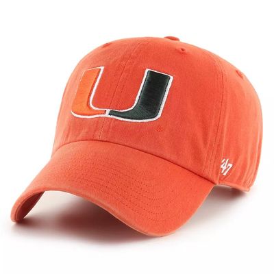 Miami Hurricanes Men’s Orange 47 Brand Clean Up Adjustable Hat Miami Hurricanes Men’s Orange 47 Brand Clean Up Adjustable Hat