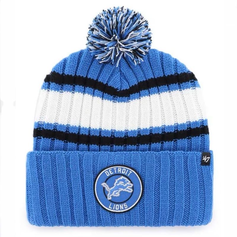 Detroit Lions Men's Blue Plateau 47 Brand Cuffed Pom Knit Hat