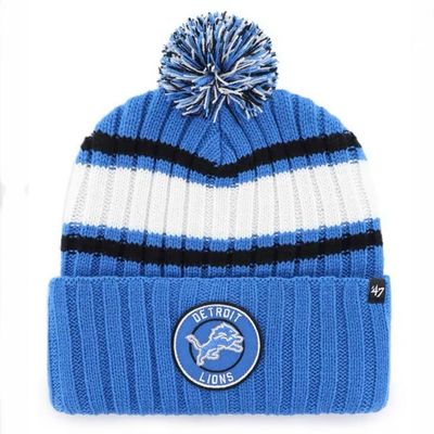 Detroit Lions Men's Blue Plateau 47 Brand Cuffed Pom Knit Hat