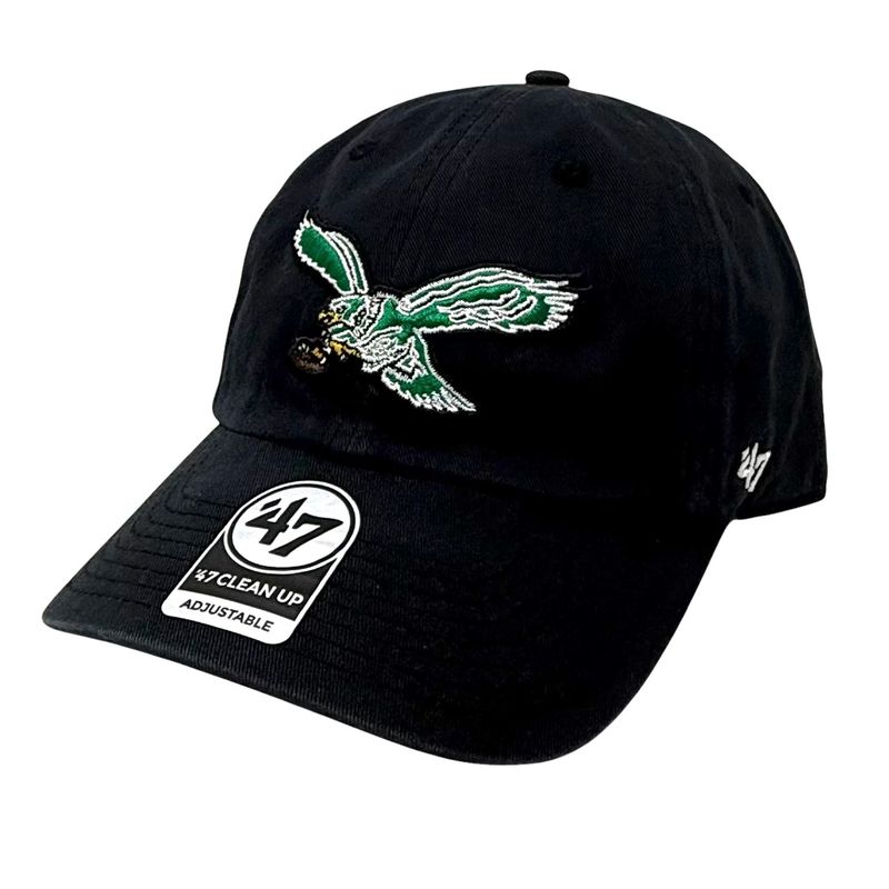 Philadelphia Eagles Retro Men’s Black 47 Brand Clean Up Adjustable Hat