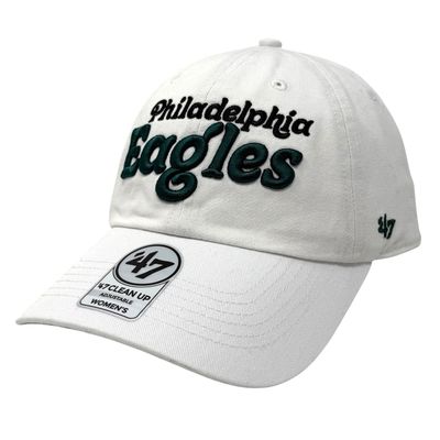 Philadelphia Eagles Women's White 47 Brand Clean Up Adjustable Hat Philadelphia Eagles Women's White 47 Brand Clean Up Adjustable Hat