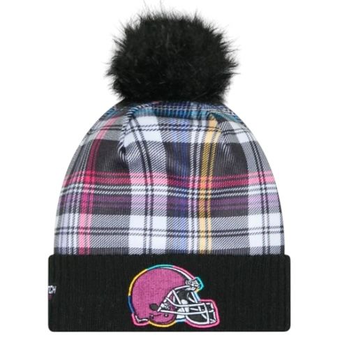 Cleveland Browns Women’s Black New Era 2024 NFL Crucial Catch Cuffed Pom Knit Hat