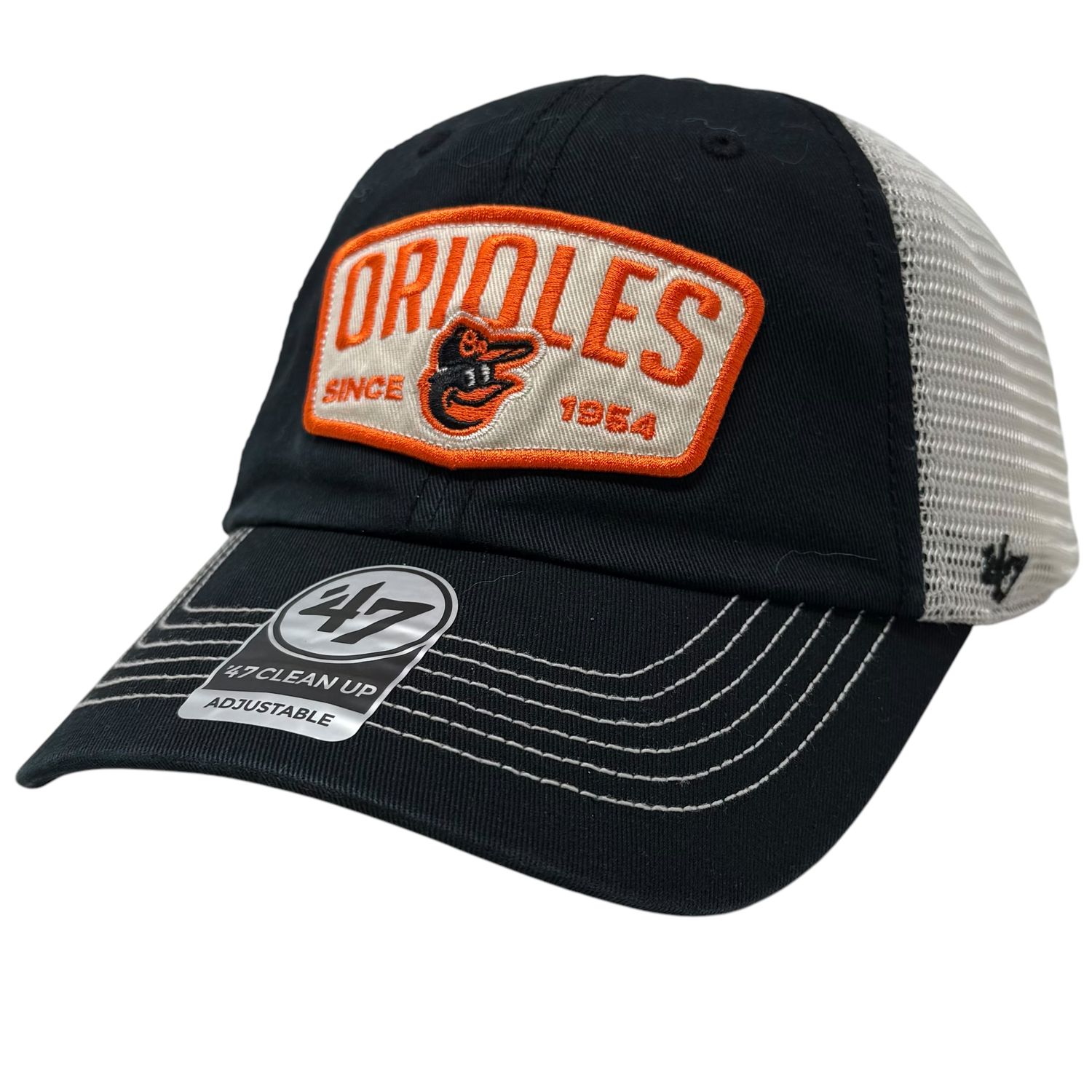 Baltimore Orioles Men’s Black 47 Brand Clean Up Mesh Adjustable Hat