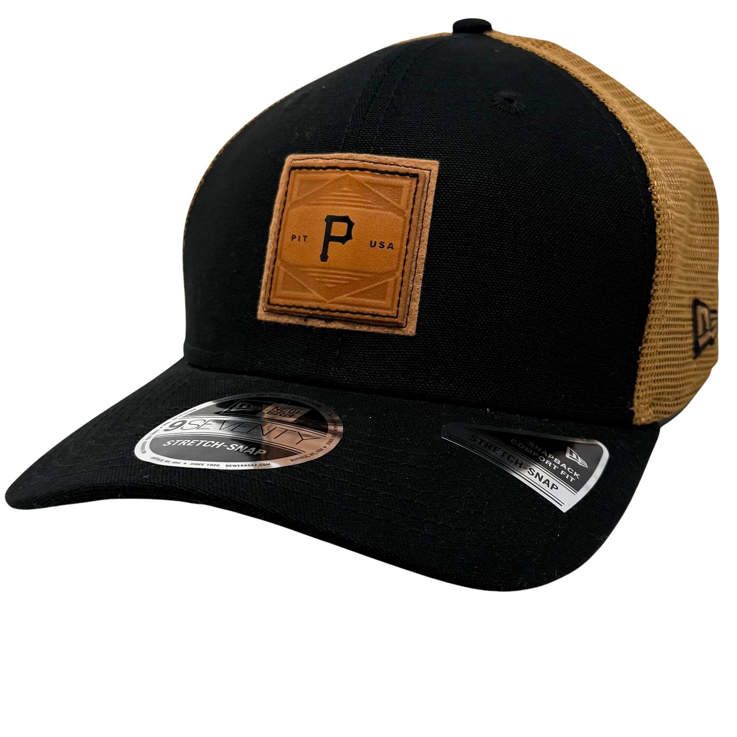 Pittsburgh Pirates Men’s New Era Black Debossed 9SEVENTY Trucker Snapback Hat