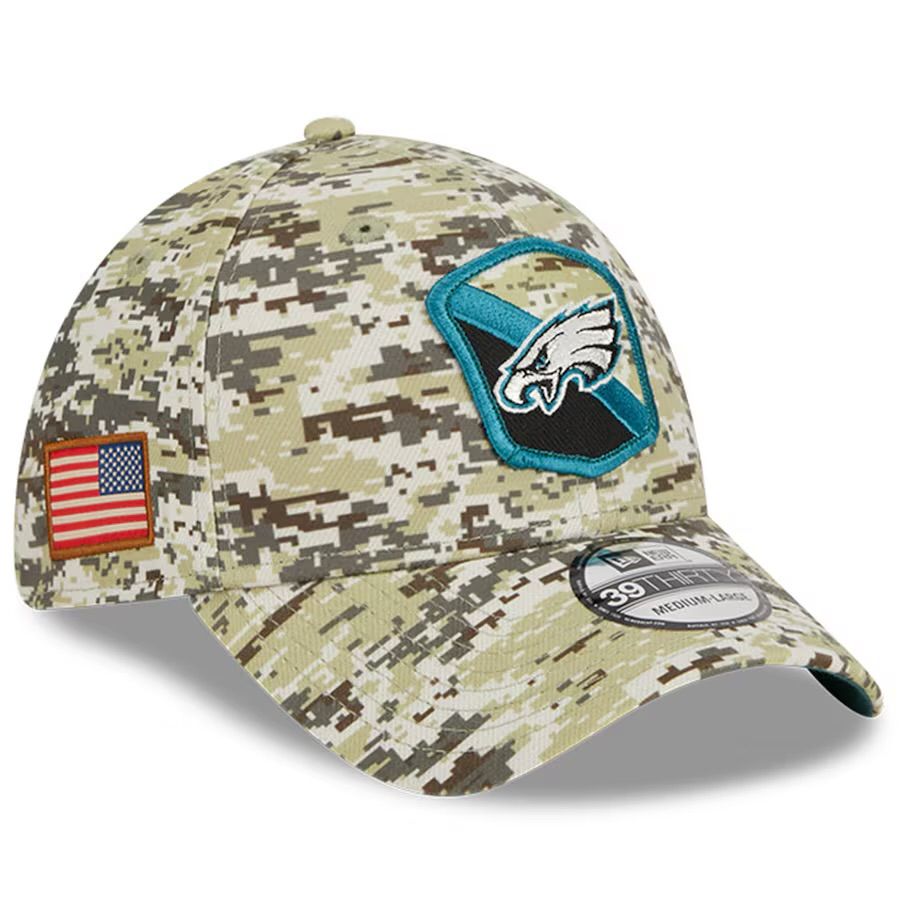 Philadelphia Eagles Men's New Era 39Thirty NFL Salute to Service Sideline Flex Fit Hat