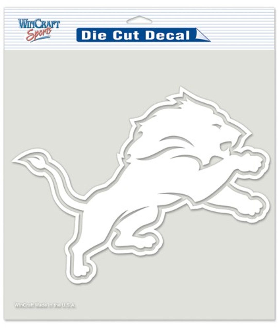 Detroit Lions 8" x 8" Perfect Cut White Decal