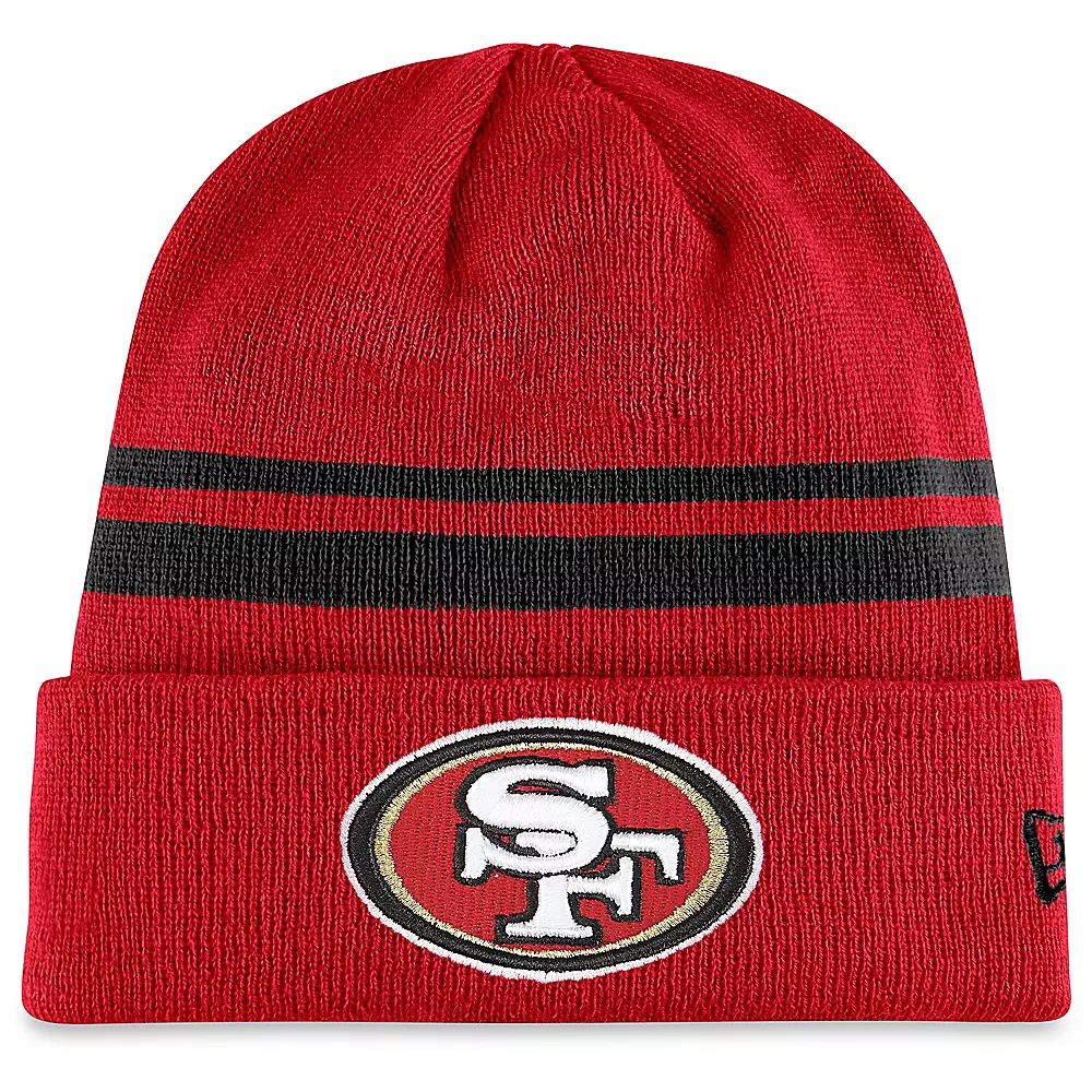 San Francisco 49ers Men's Red New Era Striped Cuffed Knit Hat