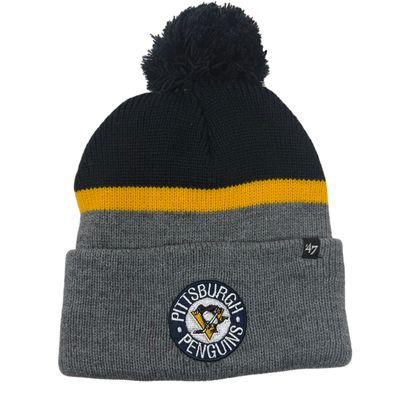 Pittsburgh Penguins Men’s Grey 47 Brand Cuffed Pom Knit Hat