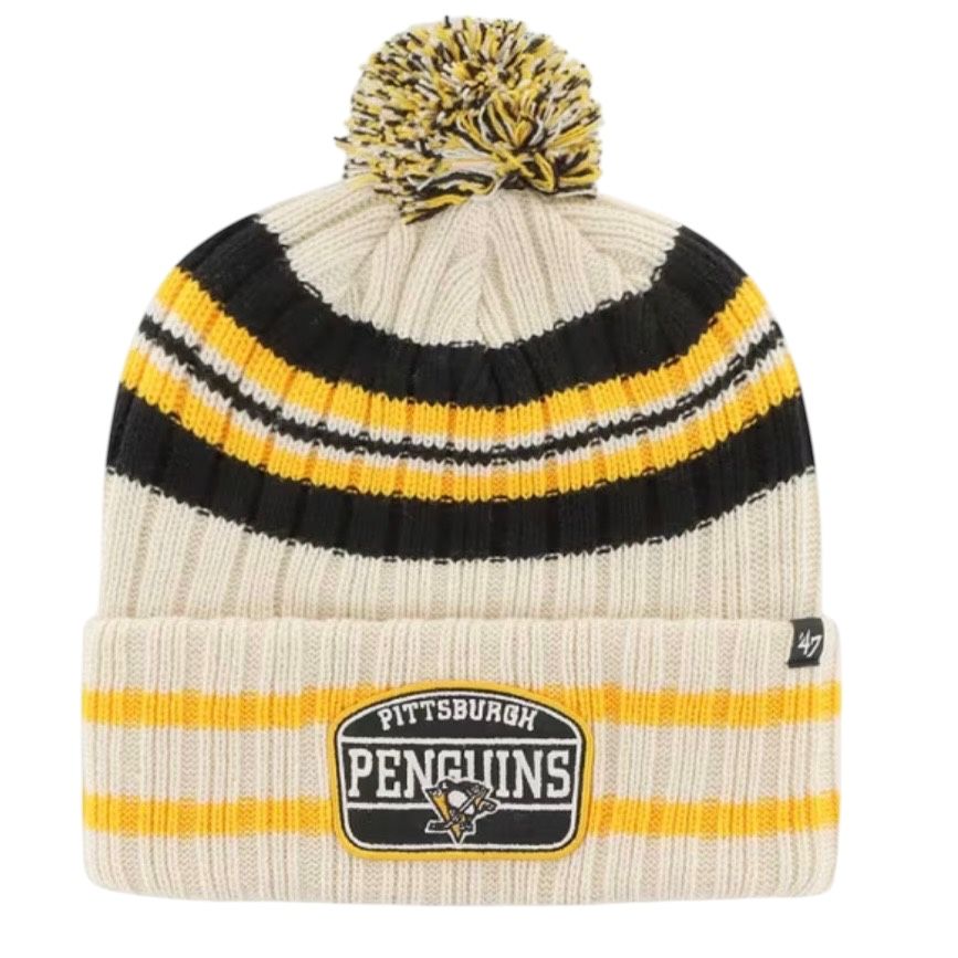 Pittsburgh Penguins Men’s 47 Brand Natural Cuffed Pom Knit Hat