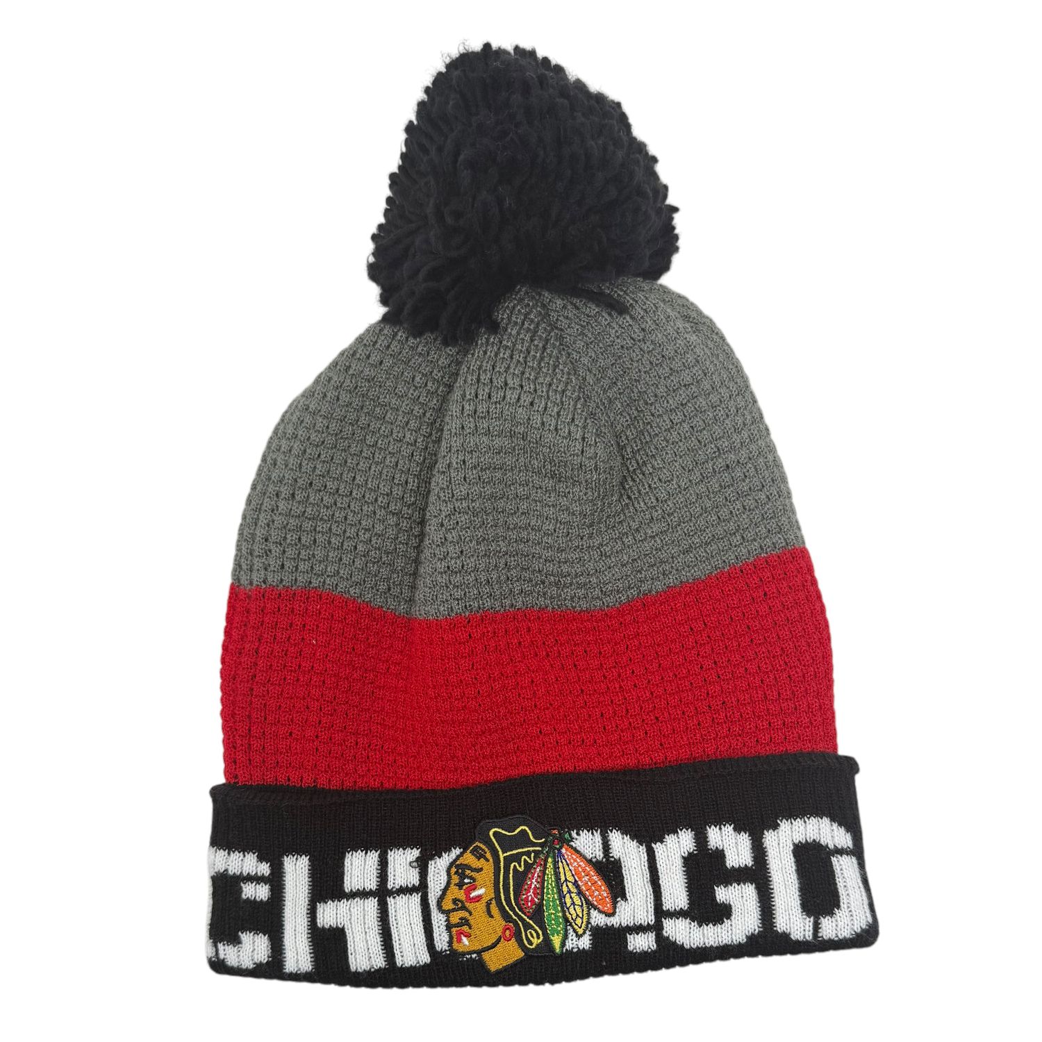 Chicago Blackhawks Men's Reebok Cuffed Pom Knit Hat