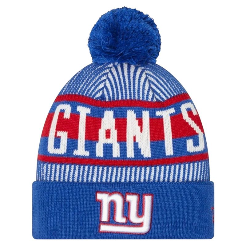 New York Giants Men’s New Era Striped Cuffed Pom Knit Hat