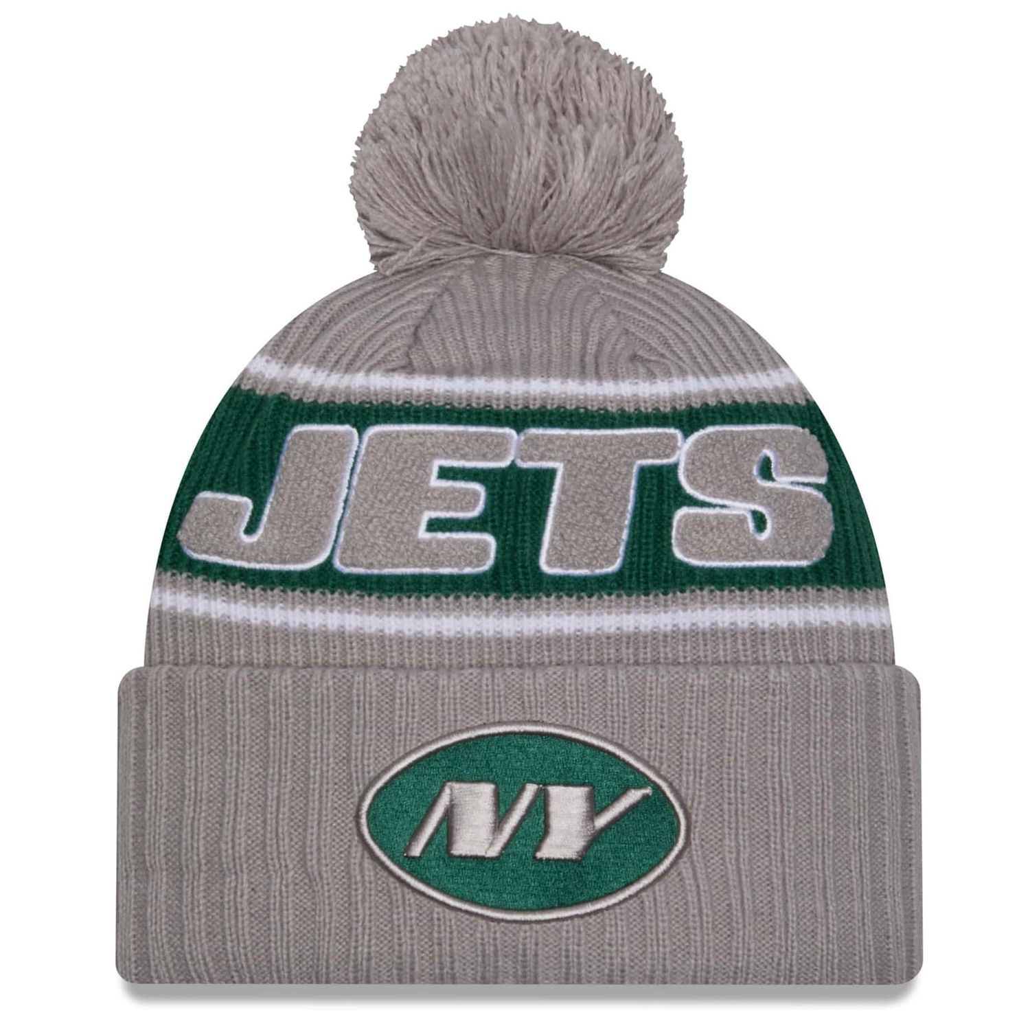 New York Jets Men’s Grey New Era Cold Weather Knit Pom Hat