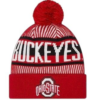 Ohio State Buckeyes Youth Red Striped New Era Sport Knit Pom Hat