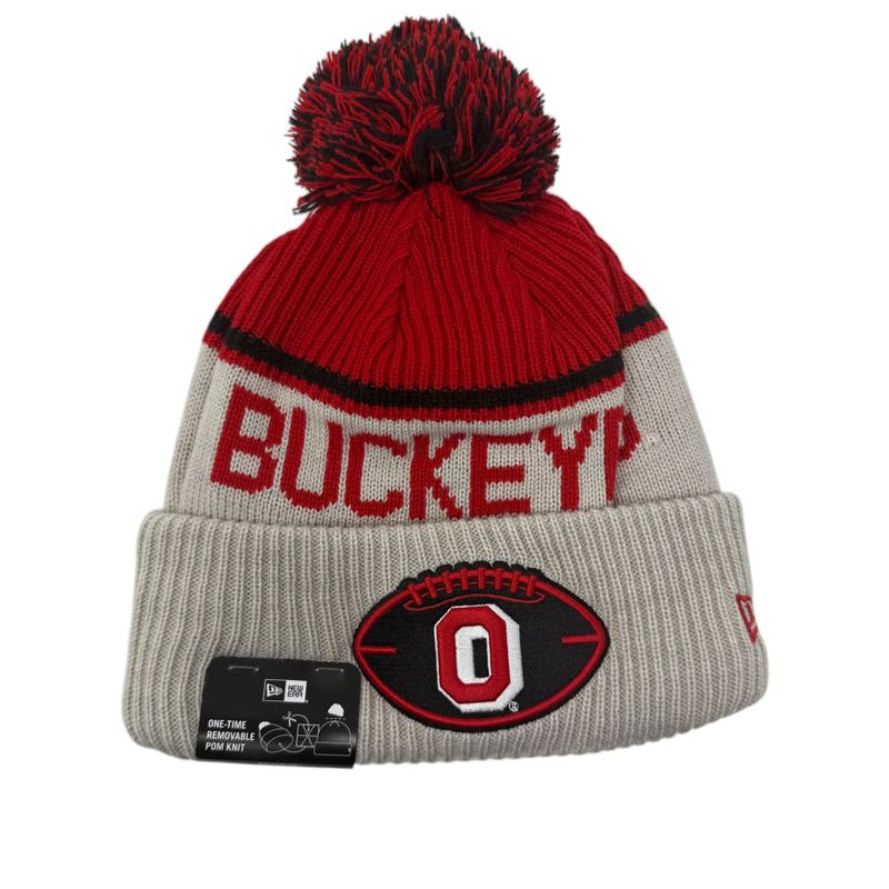 Ohio State Buckeyes Men's Grey New Era Sport Knit Pom Hat