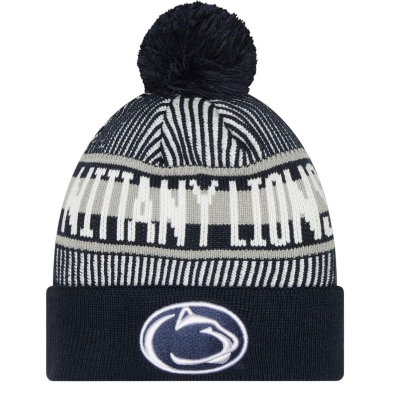 Penn State Nittany Lions Child New Era Striped Cuffed Pom Knit Hat