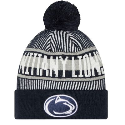 Penn State Nittany Lions Child New Era Striped Cuffed Pom Knit Hat