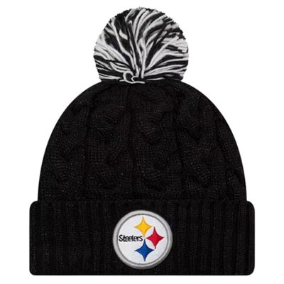 Pittsburgh Steelers Women's New Era Cozy Cable Cuffed Knit Pom Hat