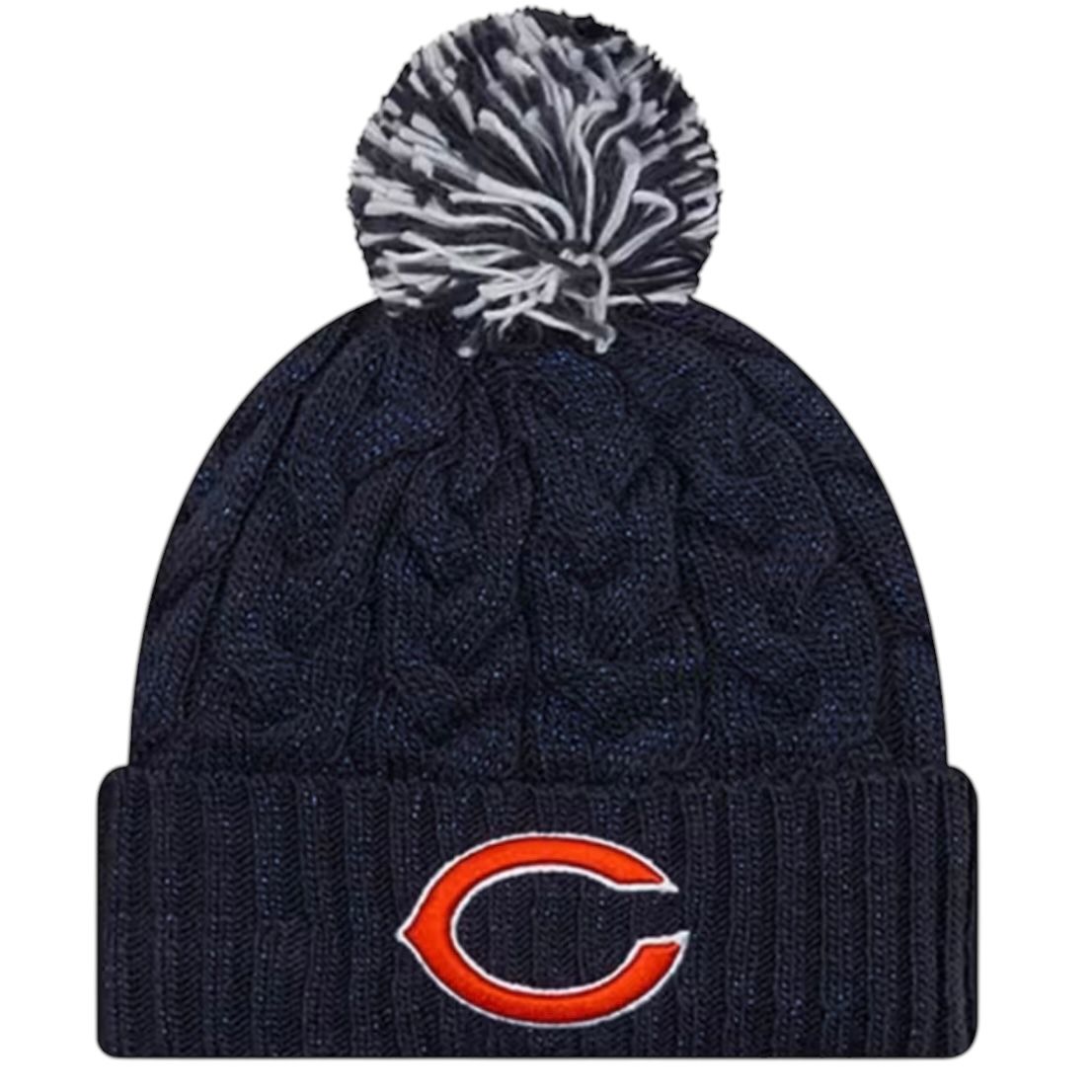 Chicago Bears Women's New Era Cozy Cable Cuffed Knit Pom Hat Chicago Bears Women's New Era Cozy Cable Cuffed Knit Pom Hat
