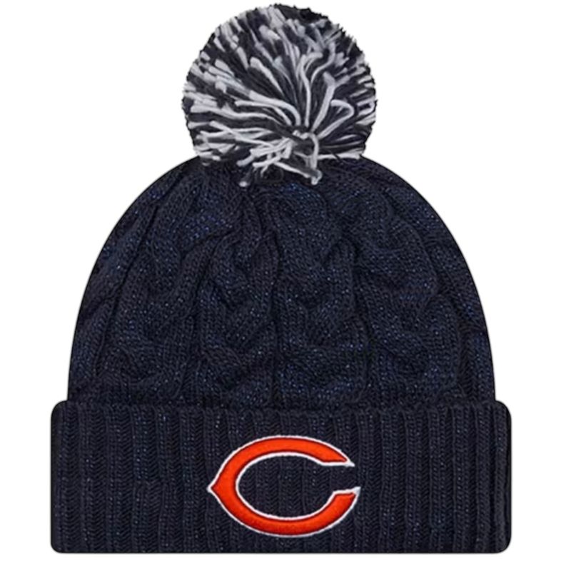 Chicago Bears Women's New Era Cozy Cable Cuffed Knit Pom Hat