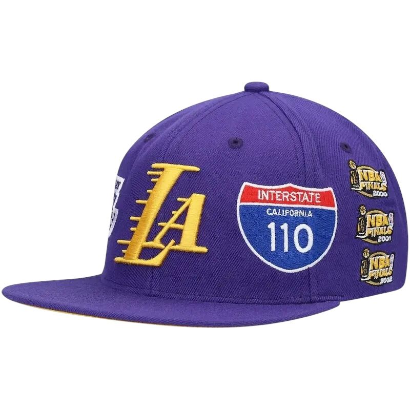 Los Angeles Lakers Men’s Purple Champs Patches Mitchell & Ness Snapback Hat
