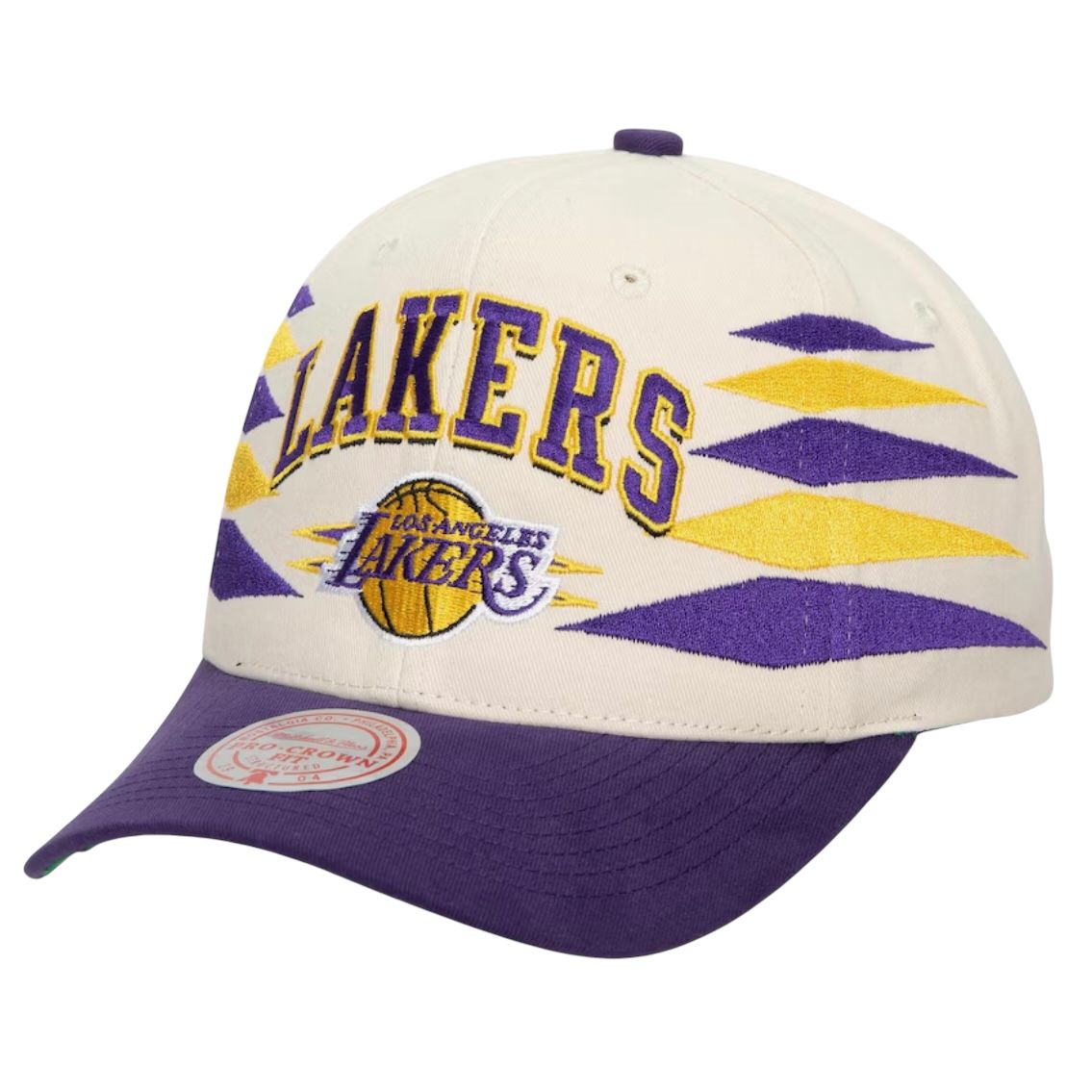 Los Angeles Lakers Men’s NBA Off White Diamond Cut Mitchell & Ness Snapback Hat