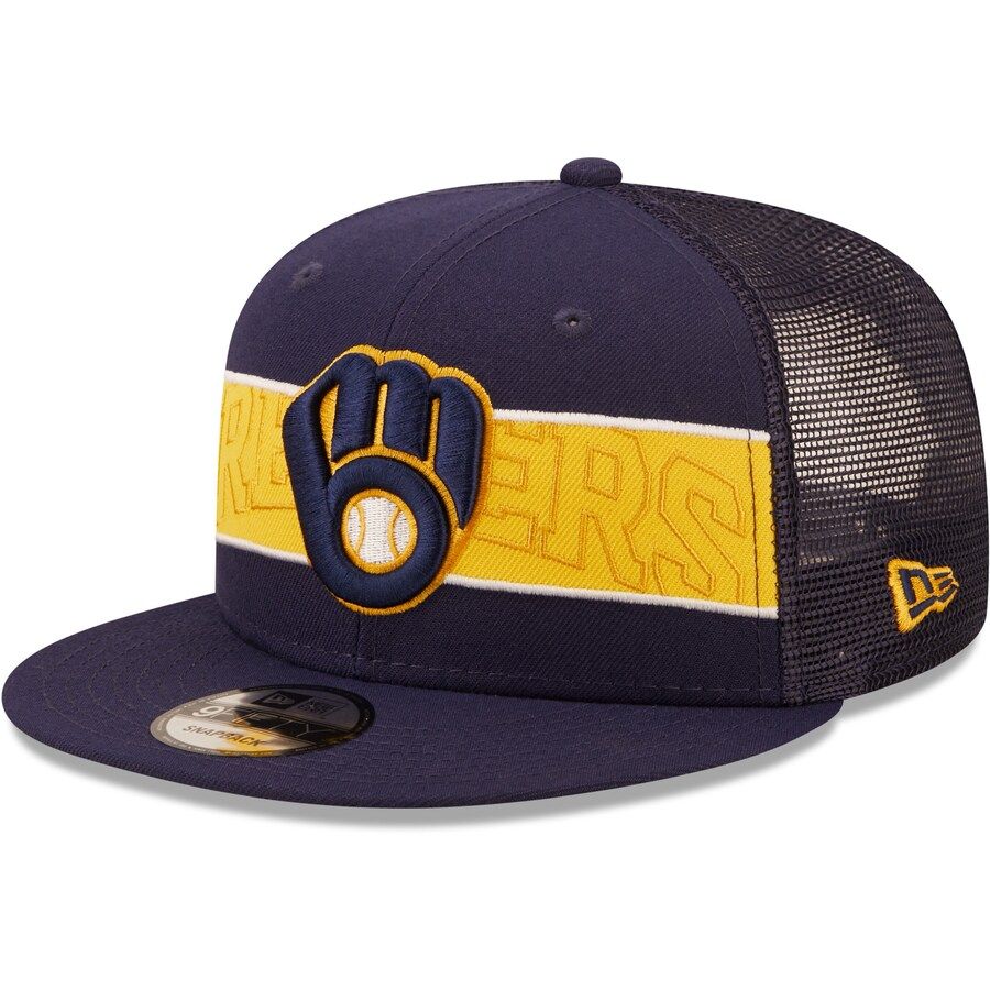 Milwaukee Brewers Men's Navy Tonal Band New Era 9Fifty Snapback Hat