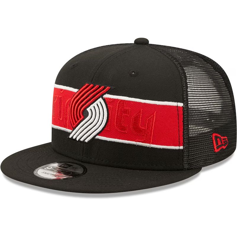 Portland Trail Blazers Men's Black Tonal Band New Era 9Fifty Snapback Hat