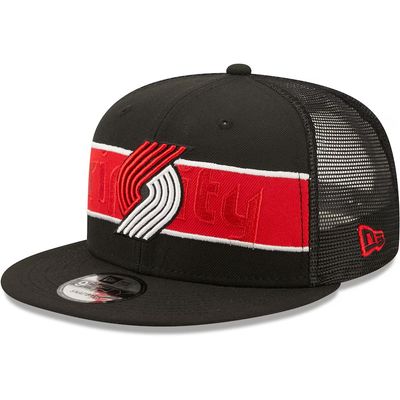 Portland Trail Blazers Men's Black Tonal Band New Era 9Fifty Snapback Hat