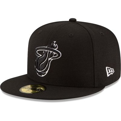 Miami Heat Men's Black / White New Era 59Fifty Fitted Hat Miami Heat Men's Black / White New Era 59Fifty Fitted Hat