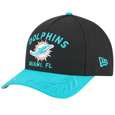 Miami Dolphins Youth New Era Black/Aqua 2025 NFL Draft M-Crown 9Forty Snapback Hat