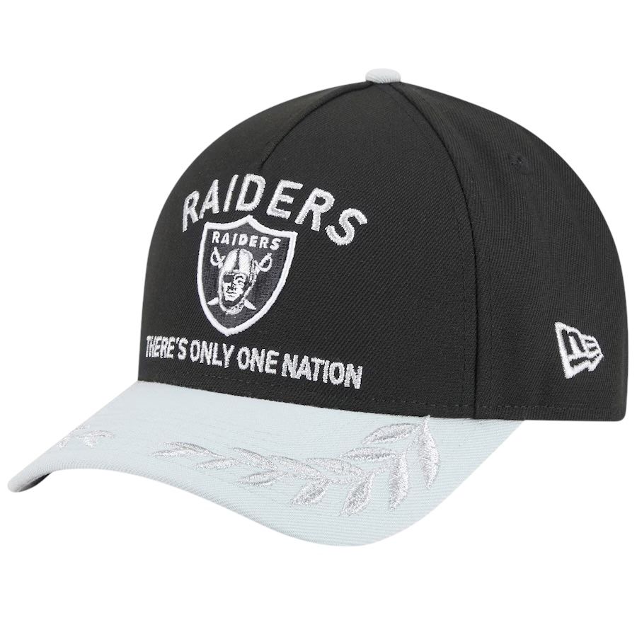 Las Vegas Raiders Men’s New Era Black/Silver 2025 NFL Draft M-Crown 9Forty Snapback Hat