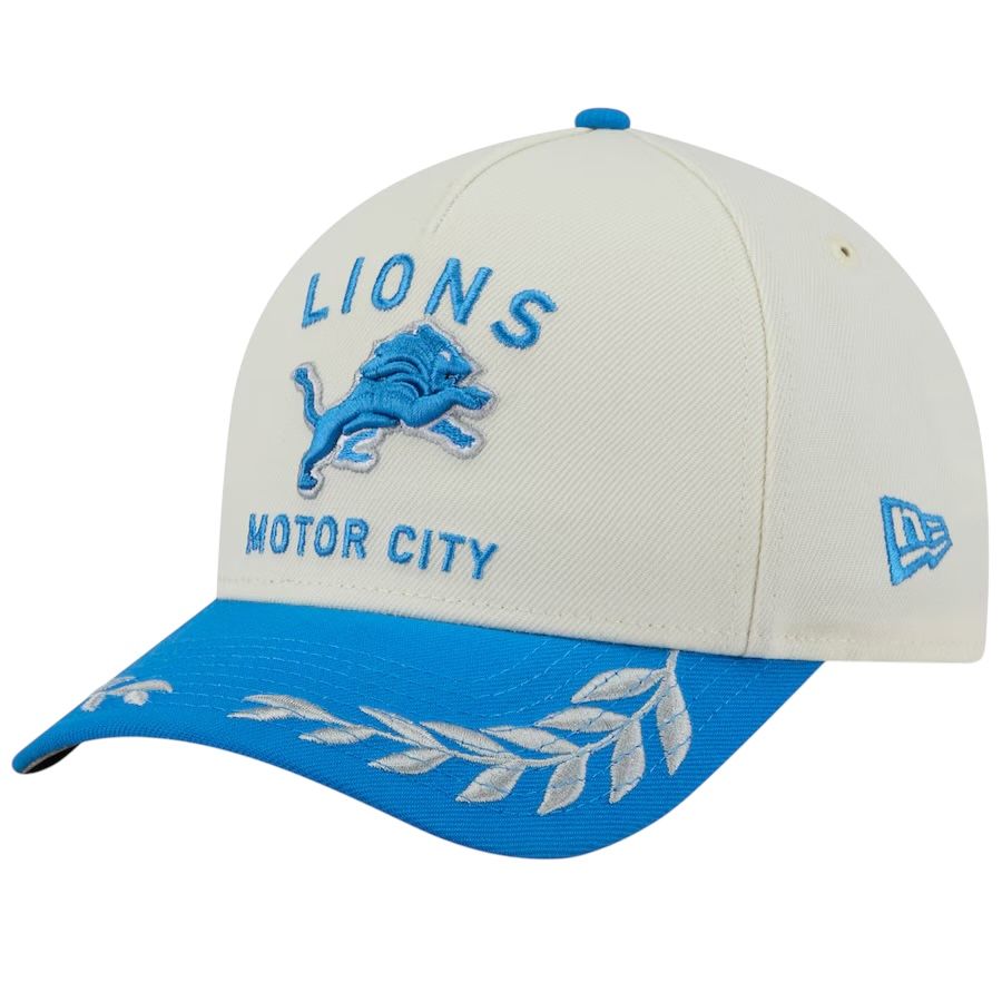 Detroit Lions Men’s New Era Cream/Black 2025 NFL Draft M-Crown 9Forty Snapback Hat