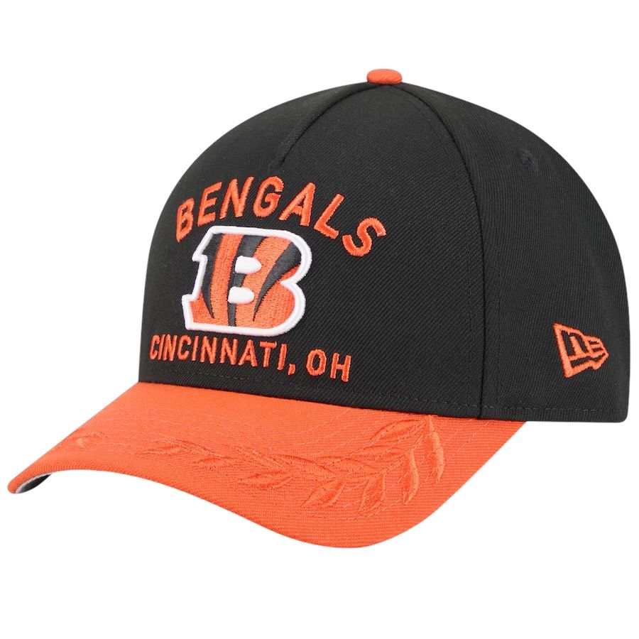 Cincinnati Bengals Men’s New Era Black/Orange 2025 NFL Draft M-Crown 9Forty Snapback Hat