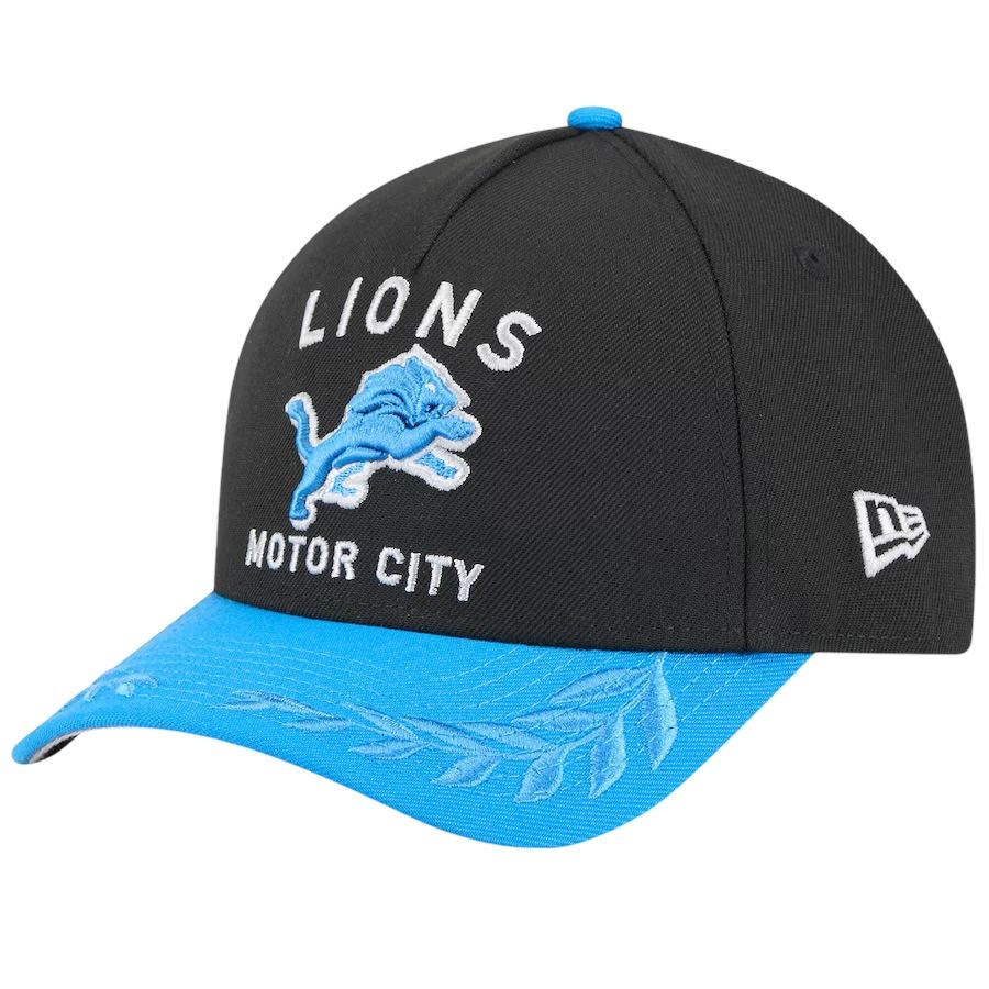Detroit Lions Men’s New Era Black/Blue 2025 NFL Draft M-Crown 9Forty Snapback Hat